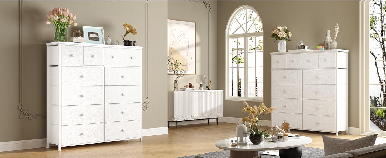 【2 Sizes for Home Stability & Storage Needs--SpringGlowUp】RaybeeFurniture 12 Drawer Dresser for Bedroom with Fabric Drawers, Large Storage Chest with Metal Frame & Wood Top, Modern Closet Organizer Dresser for Women, Living Room, Entryway, Clothes, Linens 【2 Sizes for Home Stability & Storage Needs--SpringGlowUp】RaybeeFurniture 12 Drawer Dresser for Bedroom with Fabric Drawers, Large Storage Chest with Metal Frame & Wood Top, Modern Closet Organizer Dresser for Women, Living Room, Entryway, Clothes, Linens