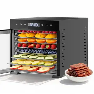 Food Dehydrator Machine, 500W Jerky Dehydrators with 8 Stainless Steel Large Trays, 185°F Temperature Control & 24H Timer Food Dryer for Fruit Meat Herb Dog Treats, Metallic