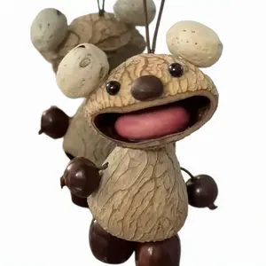 Craftini Handmade Wooden Bear Shaker. Gentle calming sound. Lovely handcrafted style for kids 3+ & adults. Cute keychain or bag charm.