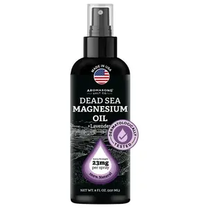 Aromasong Dead Sea Magnesium Oil Lavender 8 Oz Body Care Comfort Extra Strength 23mg per Spray Natural Veganic Restful Sleep Relaxation Cosmetic