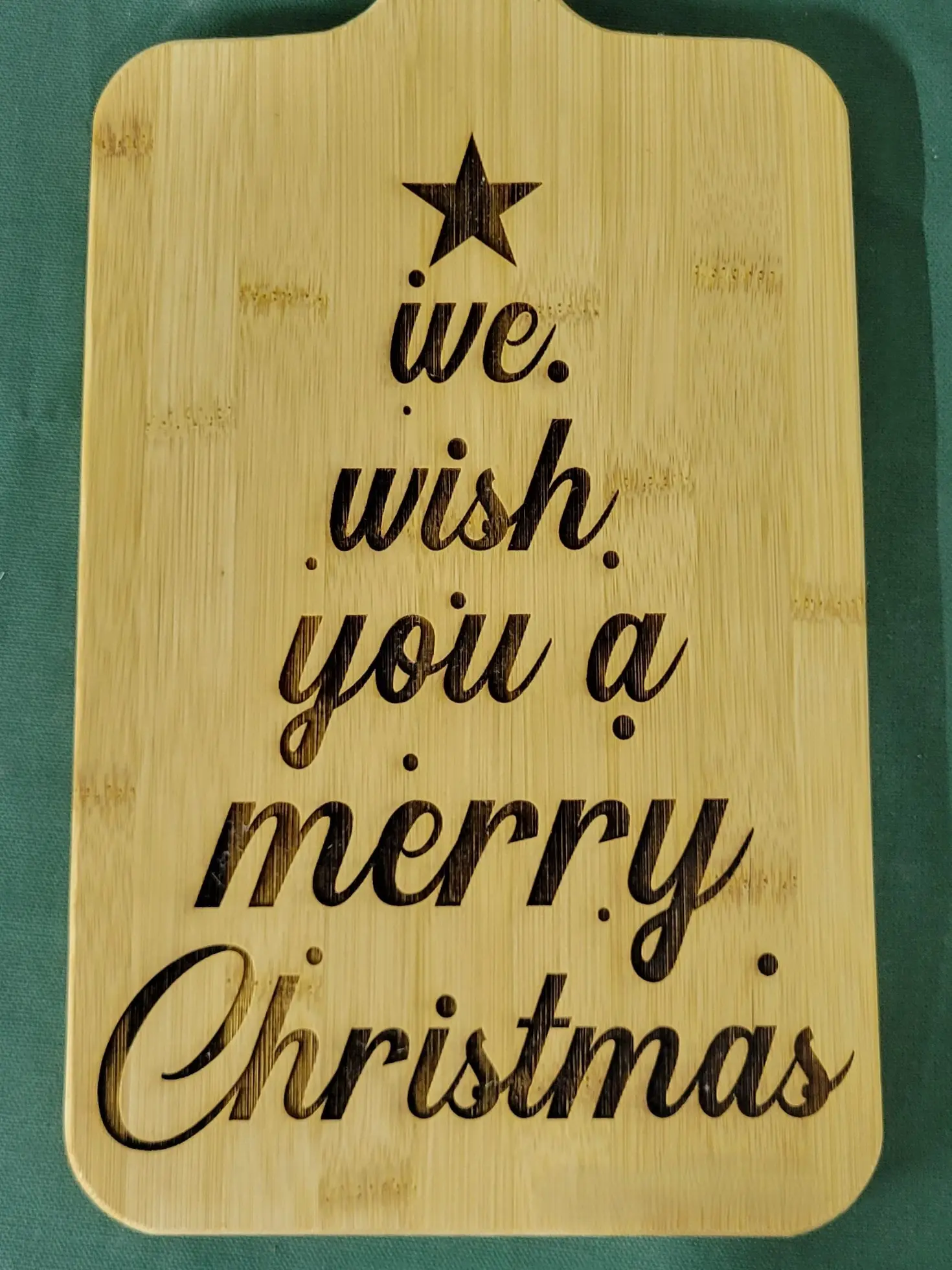 Laser Engraved "We Wish You A Merry Christmas" Bamboo Chopping Board, Kitchen Cutting Board