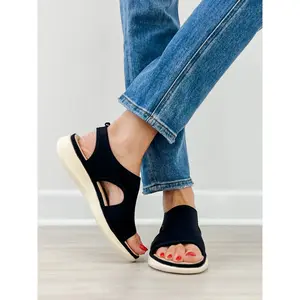 Good Choice Romy Stretch Lycra Wedge Sandals in Black