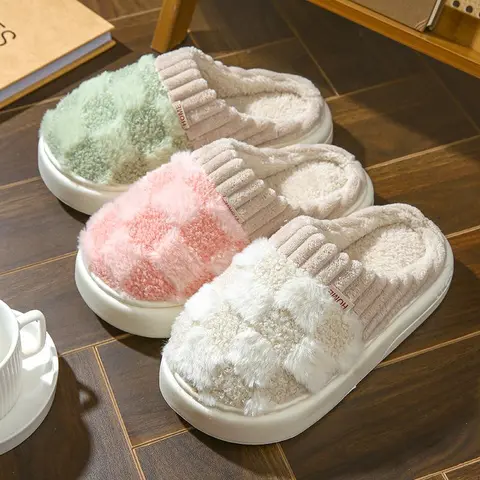 Women's Comfy Braid Fur Slippers - Thick Sole, Memory Foam, Warm Plush Lining, Anti-Skid, All Seasons, Casual Round Toe, Indoor/Outdoor Footwear for Lounging Ease