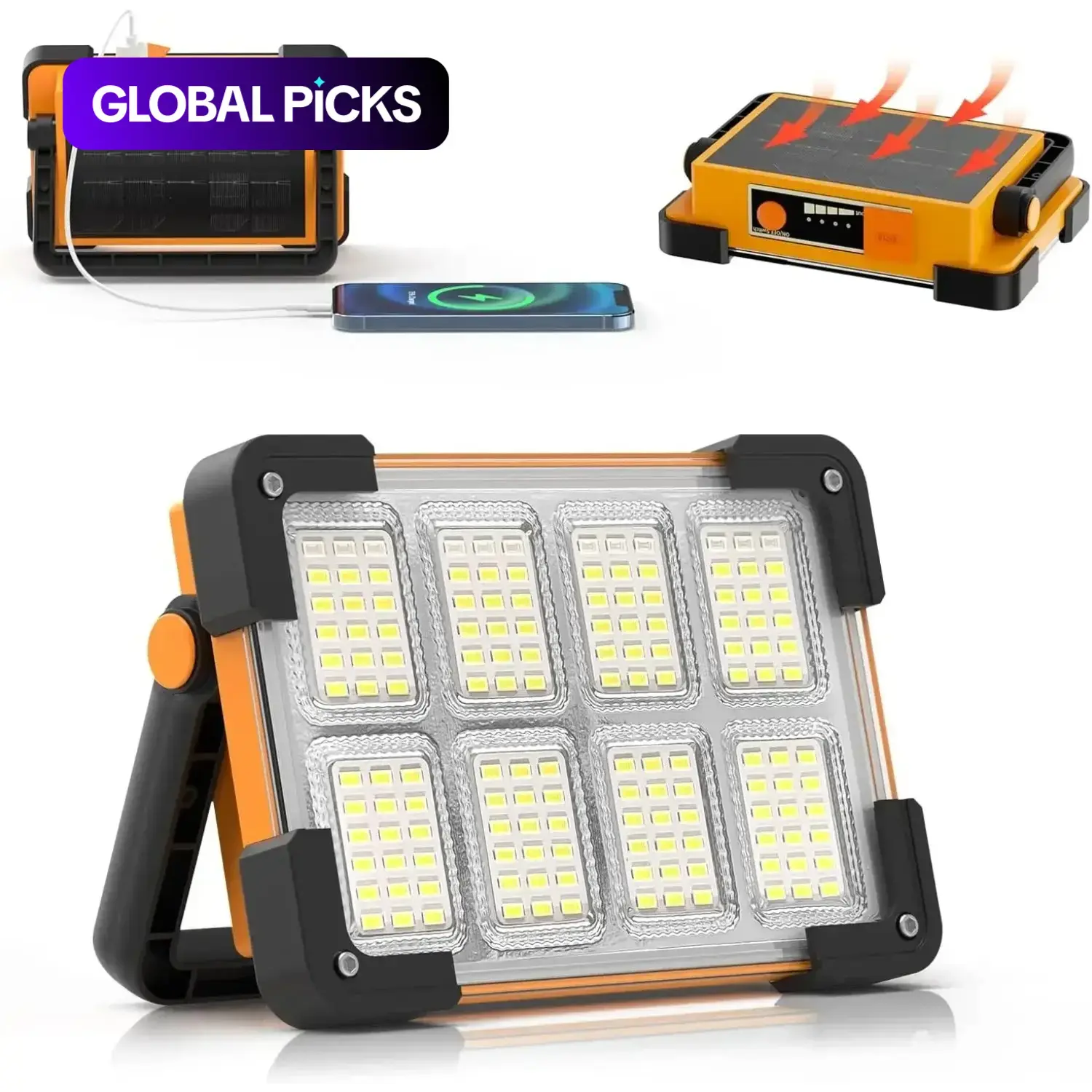 New Rechargeable Solar Flood Light, Outdoor Portable LED Reflector Spotlight, Construction Working Projector Lamp #GLOBAL PICKS