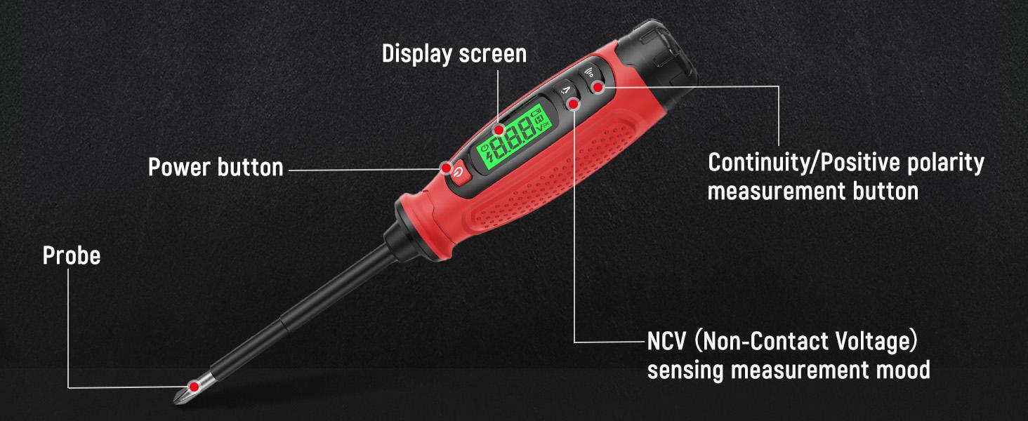 KAIWEETS Voltage Tester with Screwdriver - Power Circuit Tester, Voltage Monitor, NCV Function, AC 3V-500V LCD Display, Live Wires Test, Wire Breakpoint Finder, Audible Alarm, Portable Electrical Tool for Home Repair & Pro Use, Red, Ac 3-500V, Insulated B KAIWEETS Voltage Tester with Screwdriver - Power Circuit Tester, Voltage Monitor, NCV Function, AC 3V-500V LCD Display, Live Wires Test, Wire Breakpoint Finder, Audible Alarm, Portable Electrical Tool for Home Repair & Pro Use, Red, Ac 3-500V, Insulated B