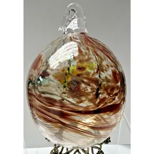 Hand Blown Art Glass Friendship Witch Ball Orb Suncatcher Ornament Purple Green