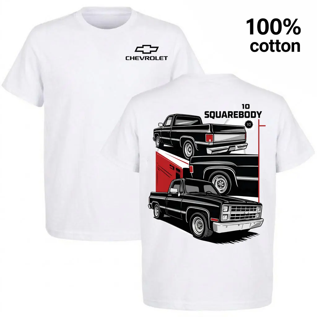 Casual Short-Sleeve Top, Classic Squarebody Chevy C10 Retro Truck T-Shirt, Must-Have for Car Lovers, Shortsleeve, Tshirt