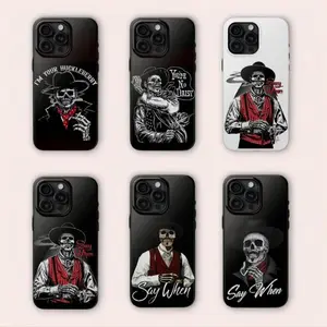 Dark Edgy Aesthetic Custom Reaper Skull "SAY WHEN" Graphic Phone Case - Shockproof Rubber Smartphone Accessory, Handheld Cellphone Protector, Drop-Resistant Full Protection for iPhone 11 12 13 14 15 16 17 Pro Max Plus