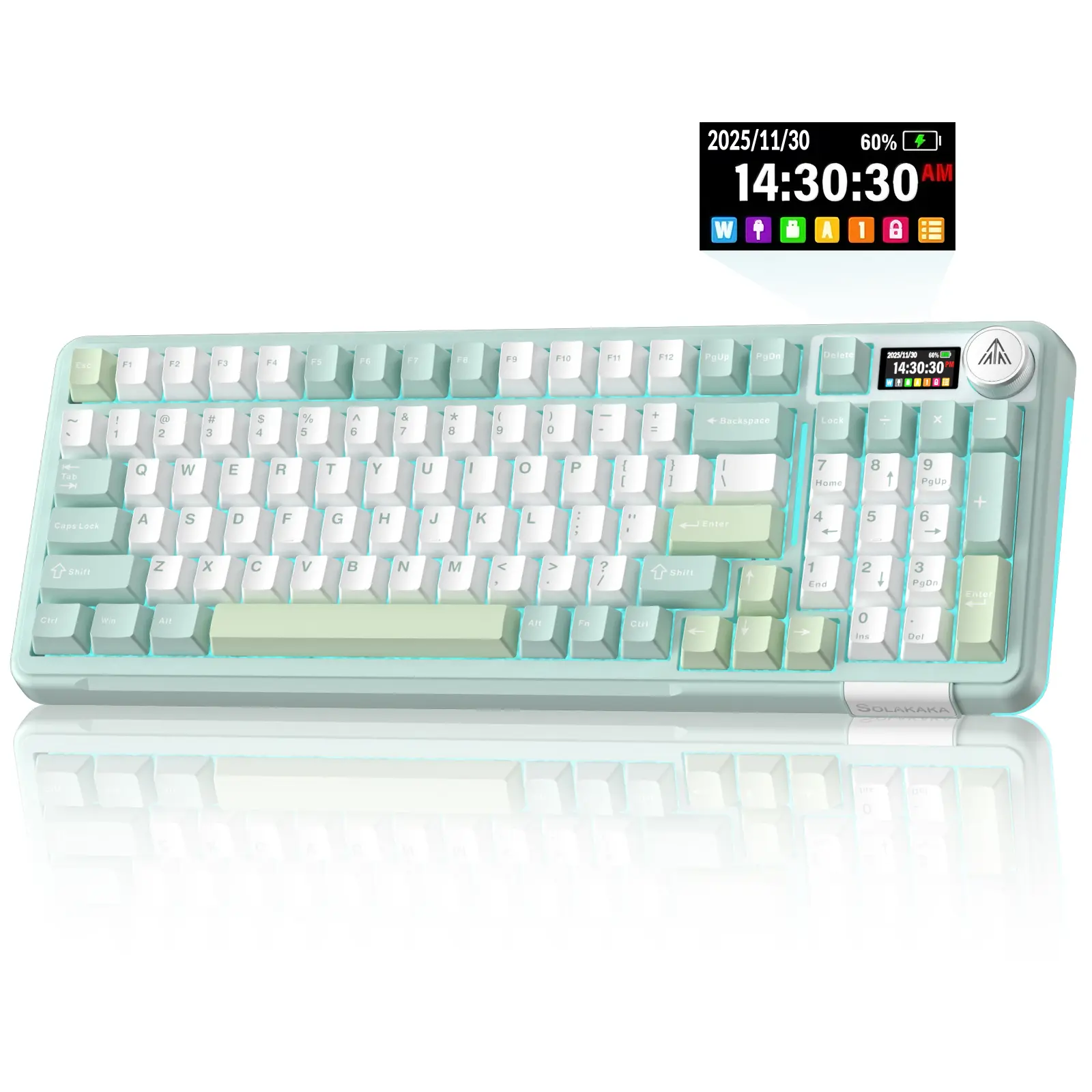 Solakaka A99 Pro Creamy Mechanical Gaming Keyboard - Hot-Swappable Customizable Switches, LCD Screen, Control Knob, Tri-Mode BT/2.4G/USB-C, Rechargeable, ARGB, Productivity Tool for Computers, Creamy Keyboard, Gaming Keyboards