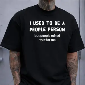 Introvert Humor I Used To Be A People Person Cotton Graphic Tee For Social Avoidance Short Sleeve Summer Menswear Shirt