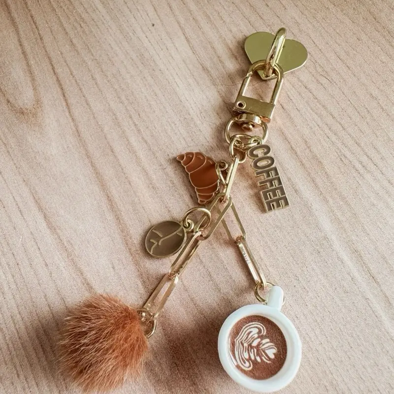 Coffee Addict Charm - Clip-On Dangling Accessory Chain for Kindle, Tablet, Planner, Phone