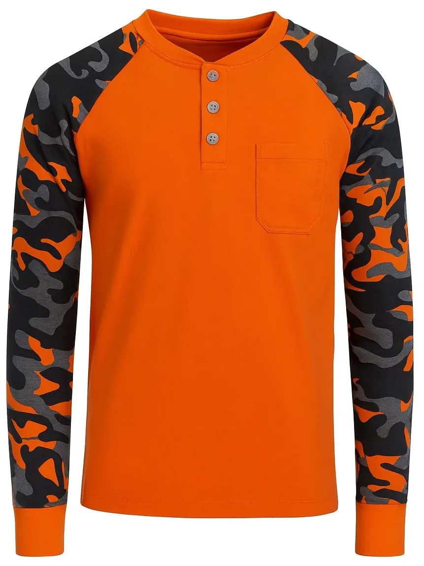 Texas FRC Overtime Henley HRC 2  Flame Resistant 7oz 100% Cotton Long Sleeve