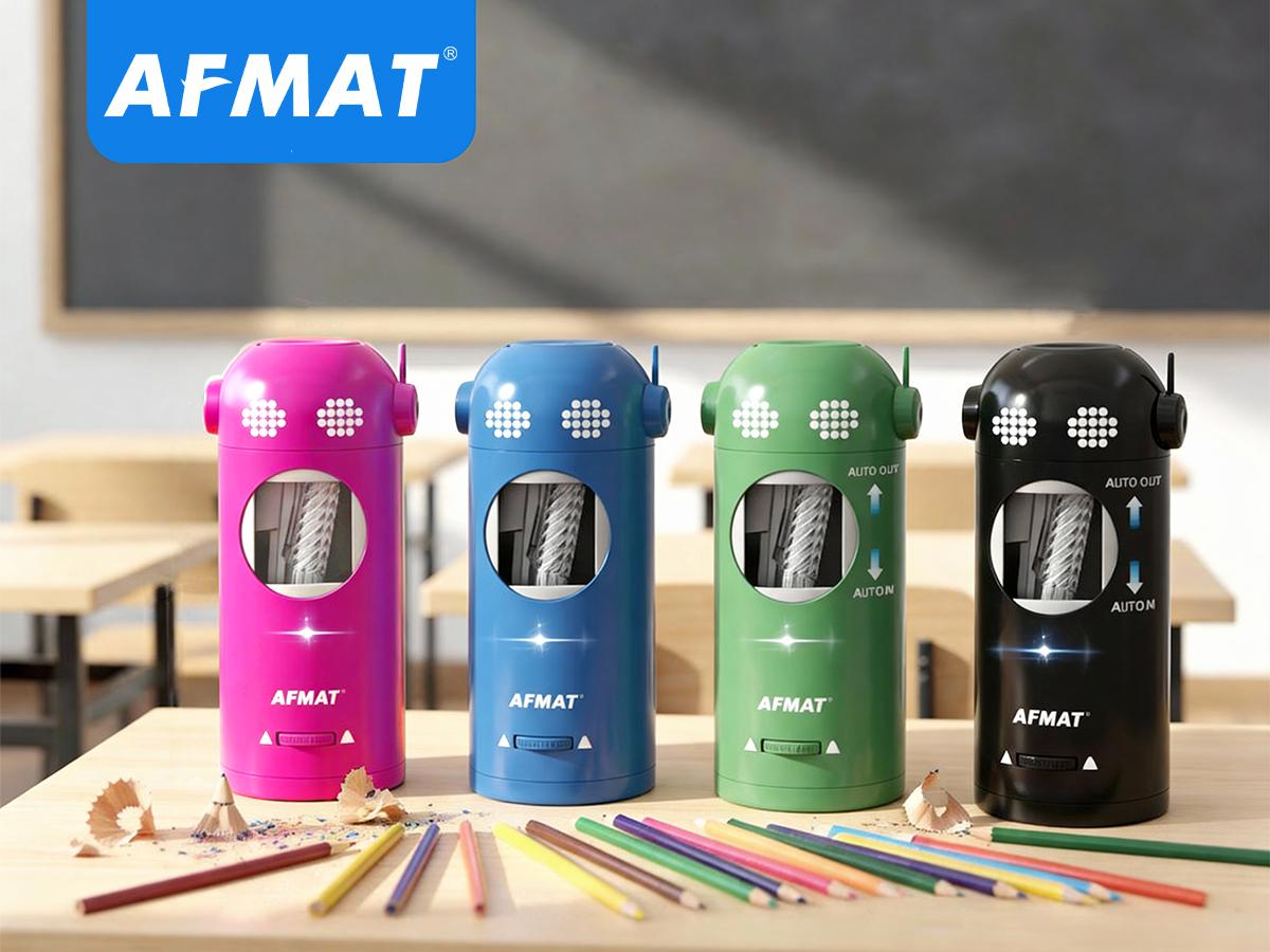 【summervibes】AFMAT Robotic Pencil Sharpener - Fully Automatic Funny Robot Design, Hands-free, Rechargeable, 3 Sharpness Settings, Kid-Safe, 7-11.5mm Large Hole, Ideal for Home, School, Teacher  Gift  adhd office accessories,summerwins