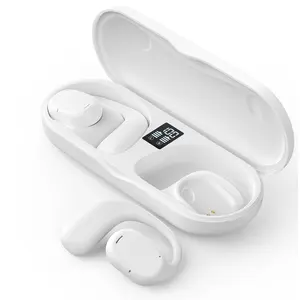 Ear-hook Bluetooth earbuds, wireless headphones, sports headphones with microphone (white)