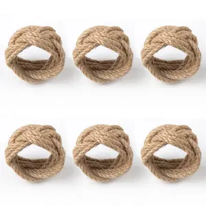 4 PCS Woven Napkin Rings, Natural Burlap Napkin Rings Nautical Napkins Ring Holders Rustic Farmhouse Table Decor for Party Gathering Banquet Wedding Birthday Decoration