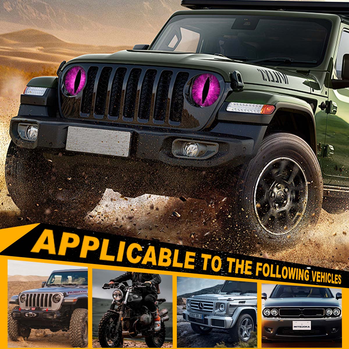 Beast Eyes Headlight Decals Pair Round 3D Stereo Eyes Decal Stickers for Truck Car Body Window Bumper Decoration Stylish Car Merch Fun Unique Design Greenish Spring
