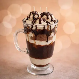 Handmade Chocolate Sundae Candle in Glass Mug