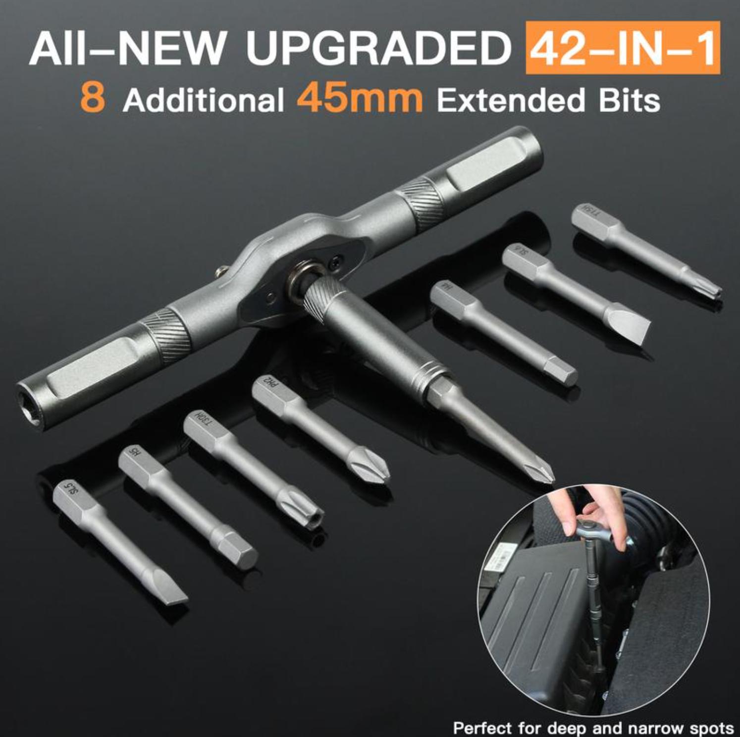 43-in-1 Ratcheting Screwdriver Set  Multi-Purpose Magnetic Repair Kit with Detachable Handle | Perfect for Computer, Phone, Watch & Glasses Fixes | Cool DIY Tool Gift for Men