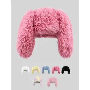Cute Long Bunny Ear Plush Hat, Warm Ear Protection, Halloween Party Costume, Thickened Fisherman Cap, Fashion Street Accessory, Funny Bunny Hat