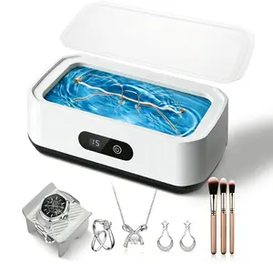 Ultrasonic Cleaner Machine 304 Stainless Steel Tank, 5 Pre Set Timer Modes 15 Min Deep Clean for Jewelry, Glasses, Watches, Dentures Sonic Cleaning Device for Eyeglasses Rings Watch Bands Dentures Retainers Coins Makeup Tools and Small Metal Parts Home
