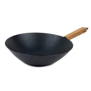 Alva Forest Nonstick Carbon Steel Wok Pan Skillet, Non Toxic, Pre-Seasoned, Induction Compatible, Versatile for Stir-Frying & Searing - 12"