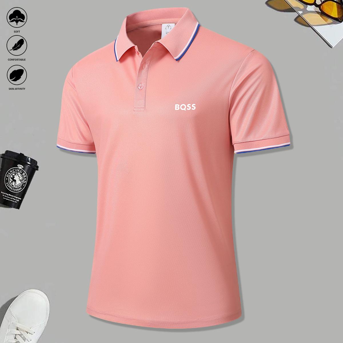 2 men's short-sleeved polo shirts with contrasting stripes make ideal work clothes for casual everyday wear and a great gift option for men's formal shirts.