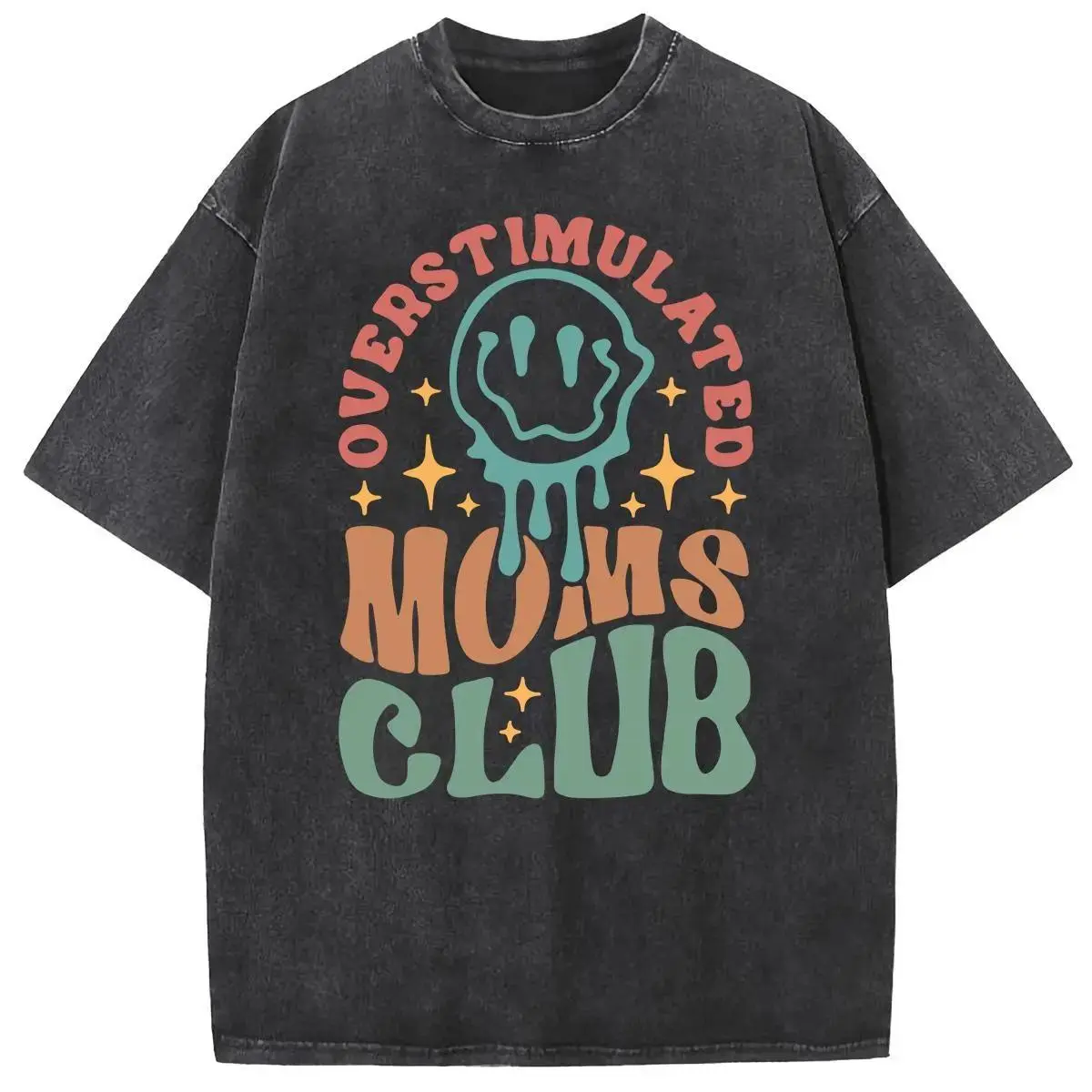 Vintage MOM'S Club Pattern T-Shirt MOM'S Day Streetwear Crewneck Graphic Tees Made In USA For Women For Men [SaffronSequin 180G/230G 100% cotton short-sleeve/hoodie, soft and comfortable]