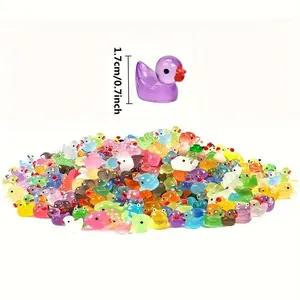 100pcs Hybrid Luminous Glow In The Dark Mini Animal Party, Luminous Duck, Dolphin, Frog, Rabbit, Tortoise Sculpture, Plug And Play, No Electricity Required, Suitable For Garden, Party, Aquarium, Dollhouse Decoration