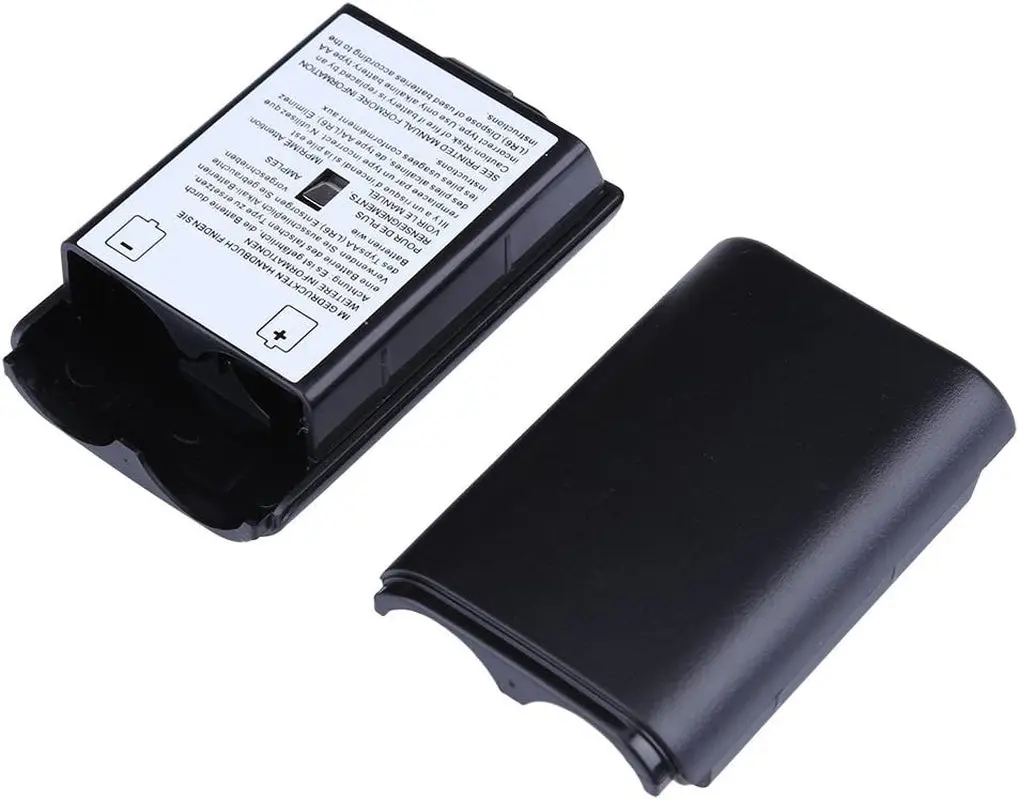 2x black battery pack cover shell case kit for an XBOX 360 wireless controller.