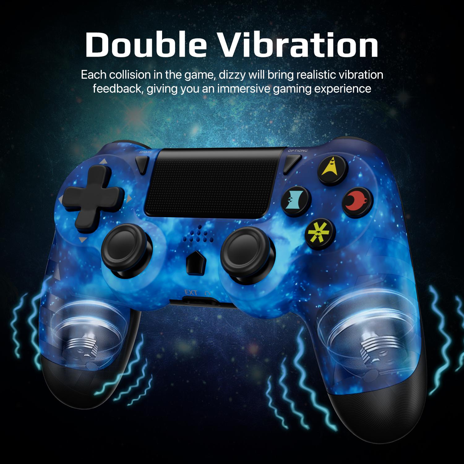 Wireless Controller for PS4/PS3/PC/Android/iOS, With Double Vibration, Motion sensing, Touchpad, Speaker, 3.5mm Audio Jack, Gaming Accessory, Console Controller, PS412