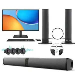 New Detachable Home Theater TV Soundbar, Surround Sound System TV Sound Stick, Featuring 4 X 5W Magnetic Speakers and 1 Echo Tube, Supports Wireless and AUX Connections