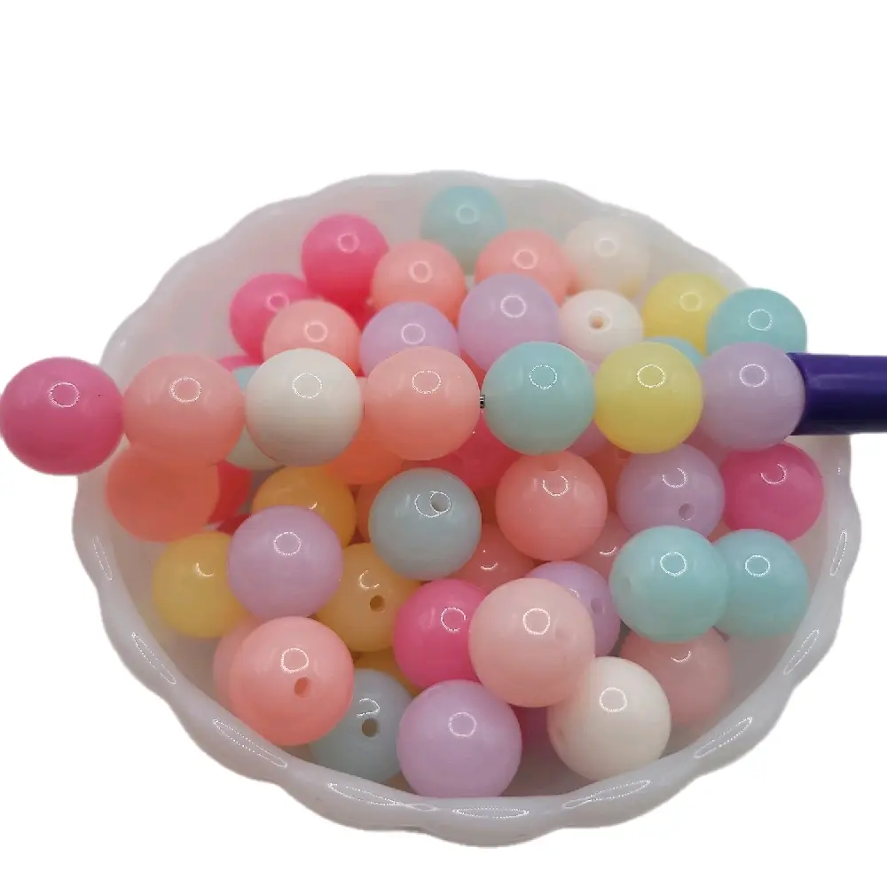 15.5mm Colorful and Stylish Bubblegum Jelly Acrylic Round Beads, 10 Pieces DIY Crafting Supplies for Beads Making, DIY Jewelry & Beadable Pen Projects
