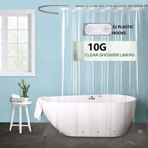 Bathroom Shower Curtain Plastic Shower Curtain Premium PEVA With Rust Proof Grommets Clear 8G Bathroom Accessories 72x72.