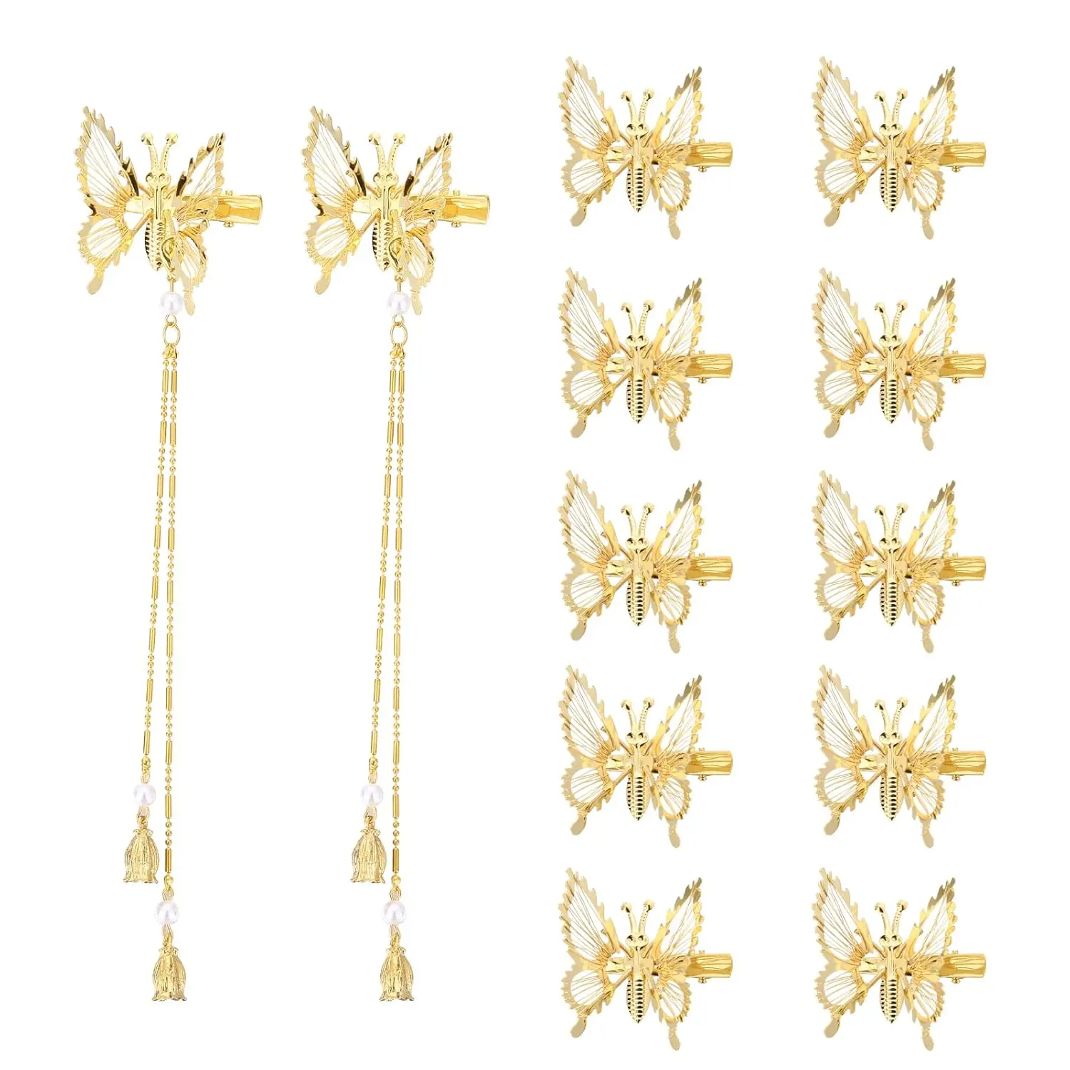 3D Moving Butterfly Hair Clips,Metal Butterfly Hairpins Bride Wedding  Pieces Hair Accessories for Women Girls ()