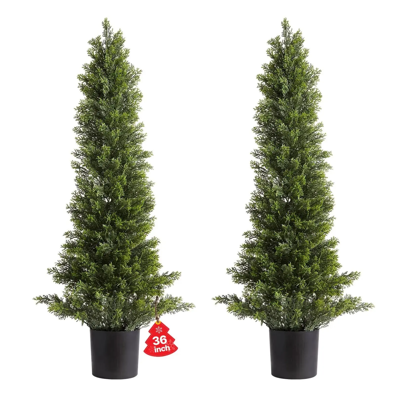 【SummerFinds】VEVOR Artificial Topiary Cedar Trees, 36 inch 2 Set Faux Pine Shrubs Plants, Fake Silk Tree Look Real, Easy Assembly for Decor Front Porch Outdoor Patio Garden Balcony Backyard Indoor Office