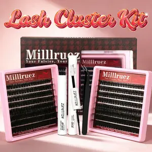 2  Styles Lash Clusters Kit, Chocolate/ Coffee Eyelash Clusters Extensions with Everything You Need for Beginners and Proficient, DIY at Home Easily Makeup Cosmetic