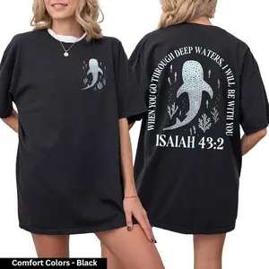 Bible Verse T-shirt | Whale Shark Shirt | Shark Shirt | Jesus T-shirt | Beach Tee | Isaiah 43:2 | Christian Ocean Shirt | Faith t-shirt