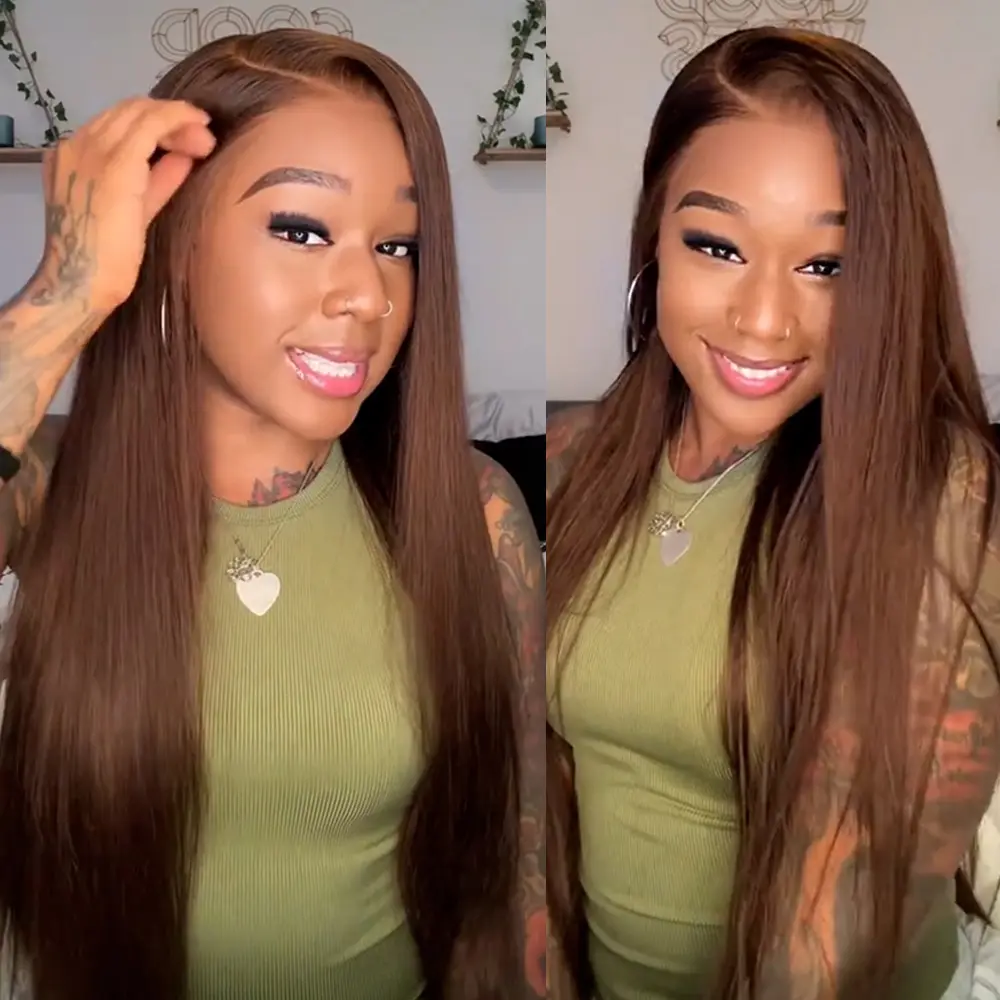 [#4 Chocolate Brown] Megalook 13x6 Glueless HD Lace Frontal Wigs Silky Straight/Boho Curly Pre-everything Natural Hairline Drawstring Band Suitable For Any Head #WorldCup2026#gameday outfits#SummerWins #DealsForYouDays