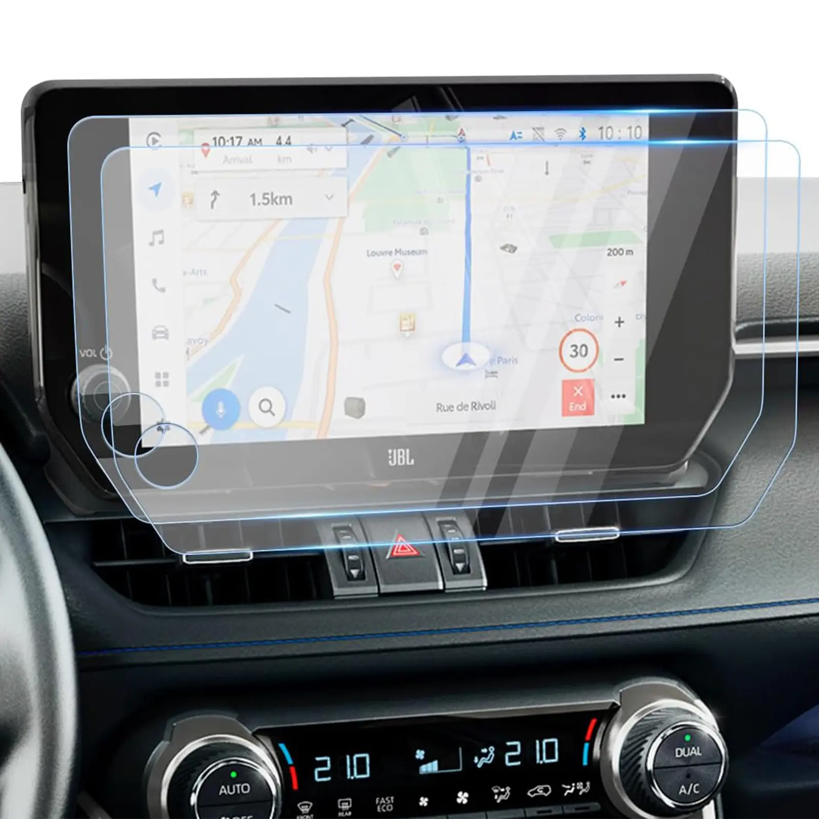 Canvcle 10.5in Tempered Glass Screen Protector for 2023-2025 Toyota RAV4 Car Navigation Touchscreen, 9H Hardness, High Definition, Smooth Installation, Good Adsorption, Blocks Grease and Water, Transparent, 100% Compatible Automotive Interior Accessory