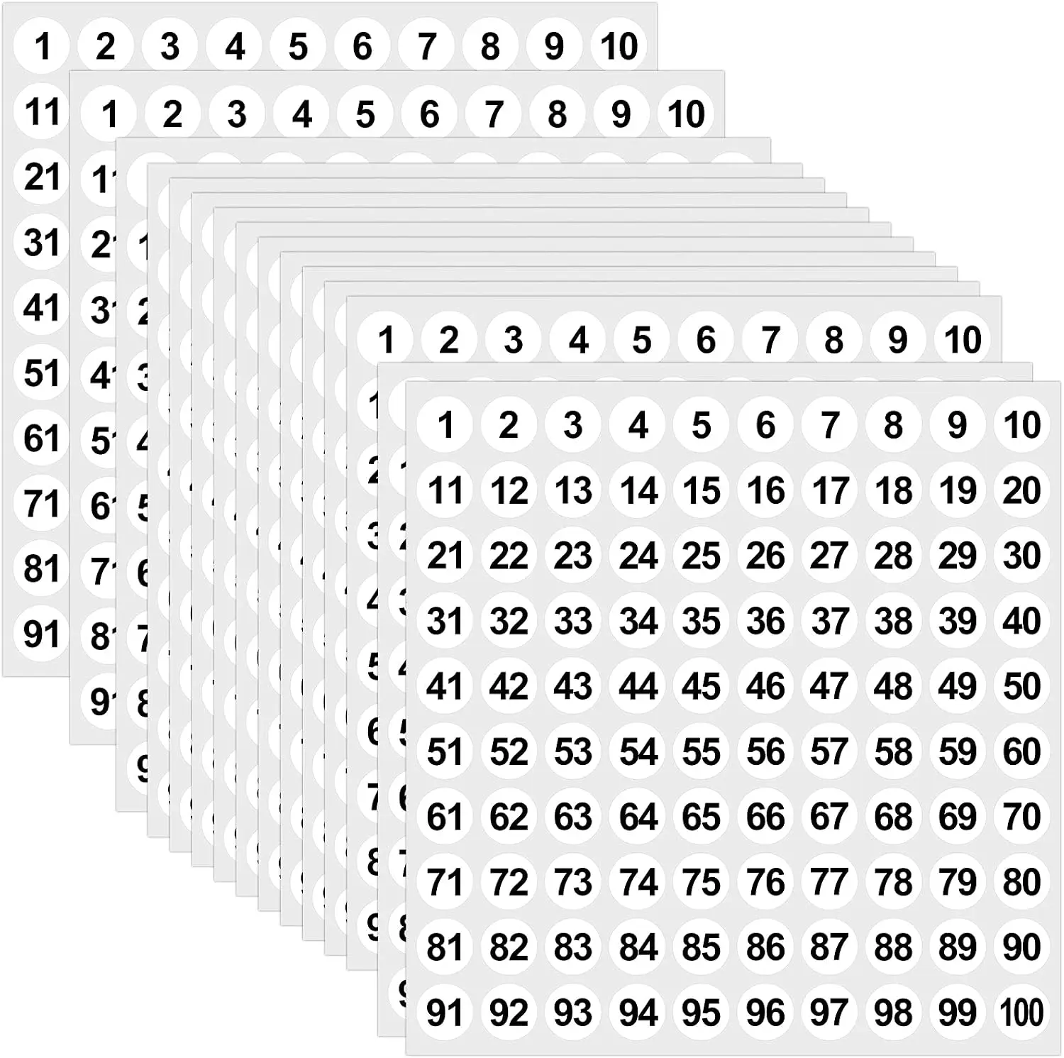 Outus 5000 Pcs 0.4 Inch 1 to 100 Number Stickers Small Number Dot Labels Consecutive Inventory Locker Storage Organizing Removable Stickers for Indoor Outdoor Office White