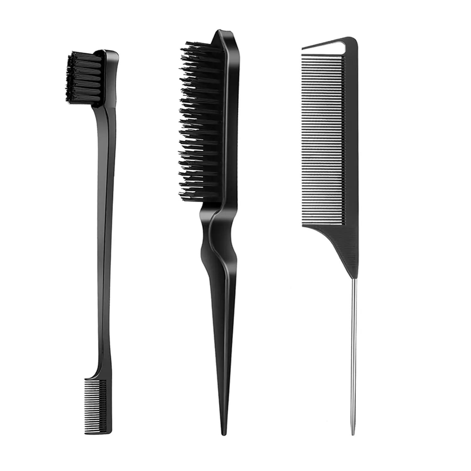 3 Pcs Slick Back Hair Brush, Rat Tail Comb, Edge | Bristle Brush, Hair Accessories for Girls