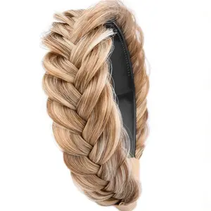Ultimate Hair Accessory: Wide Messy Braided Headband With Teeth - High Elasticity Synthetic Hair Plaited Headband, Gorgeous Fishtail Braided Hair Band Hairpiece for Girls & Women