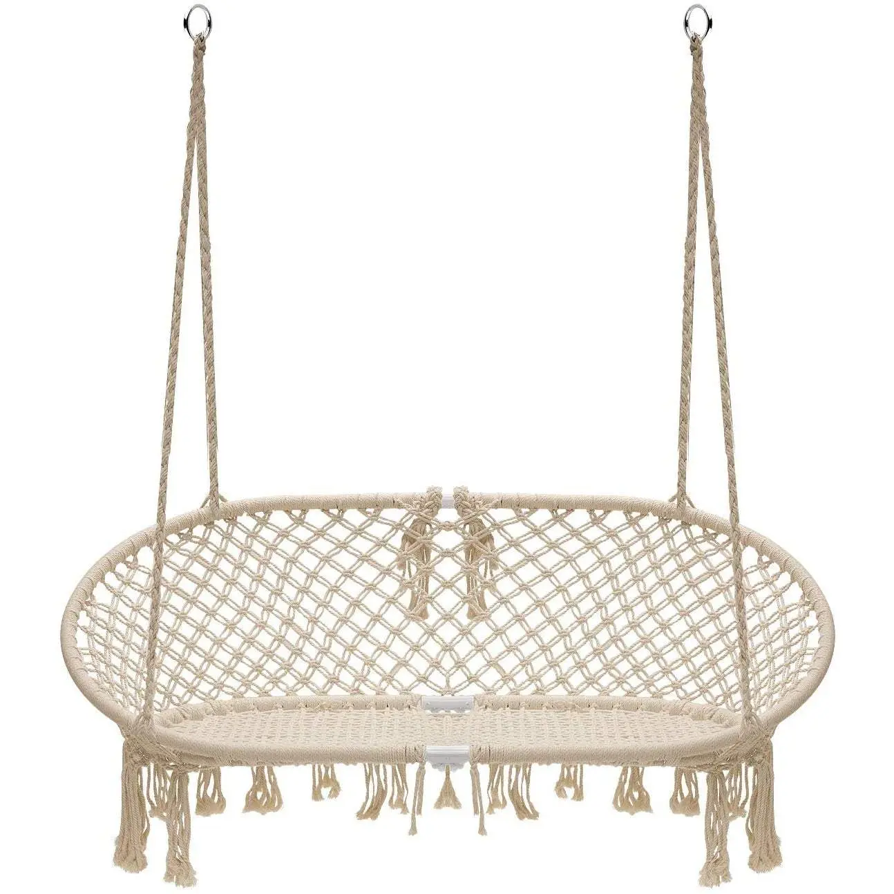 Macramé Double Bench Swing - Perfect Cozy Spot for Two - Outdoor Patio Furniture