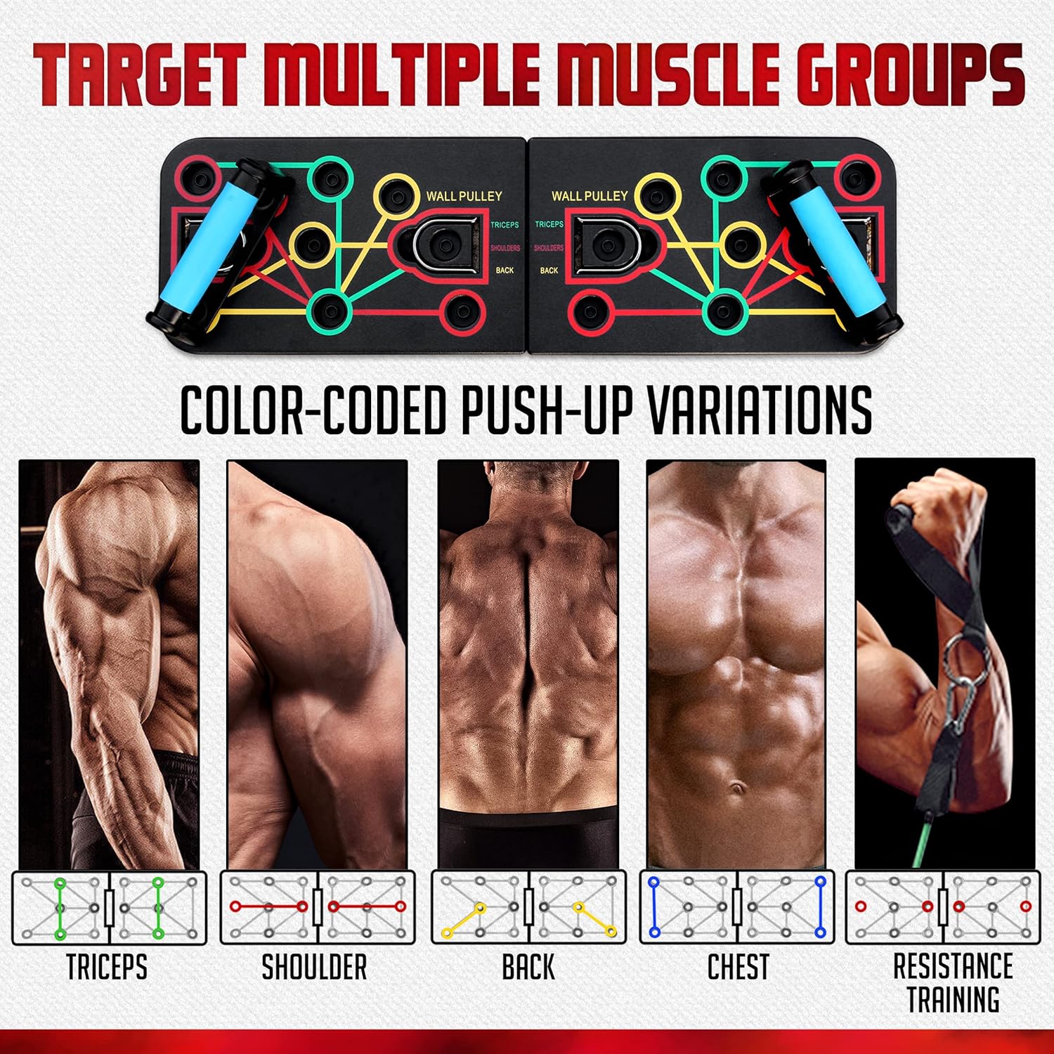 16-in-1 Multi-Function Push Up Handles: Portable, Foldable, and Suitable for Men and Women - ABS Material, No Power Required Home Gym Exercise Equipment