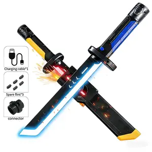Neon Lightsaber Toy 17.3-inch Spark Blade with Sound Effects Seven-Color Flowing Light Automatic Sheath Spawn Type-C Charging Perfect for Parties Role-Playing Displays