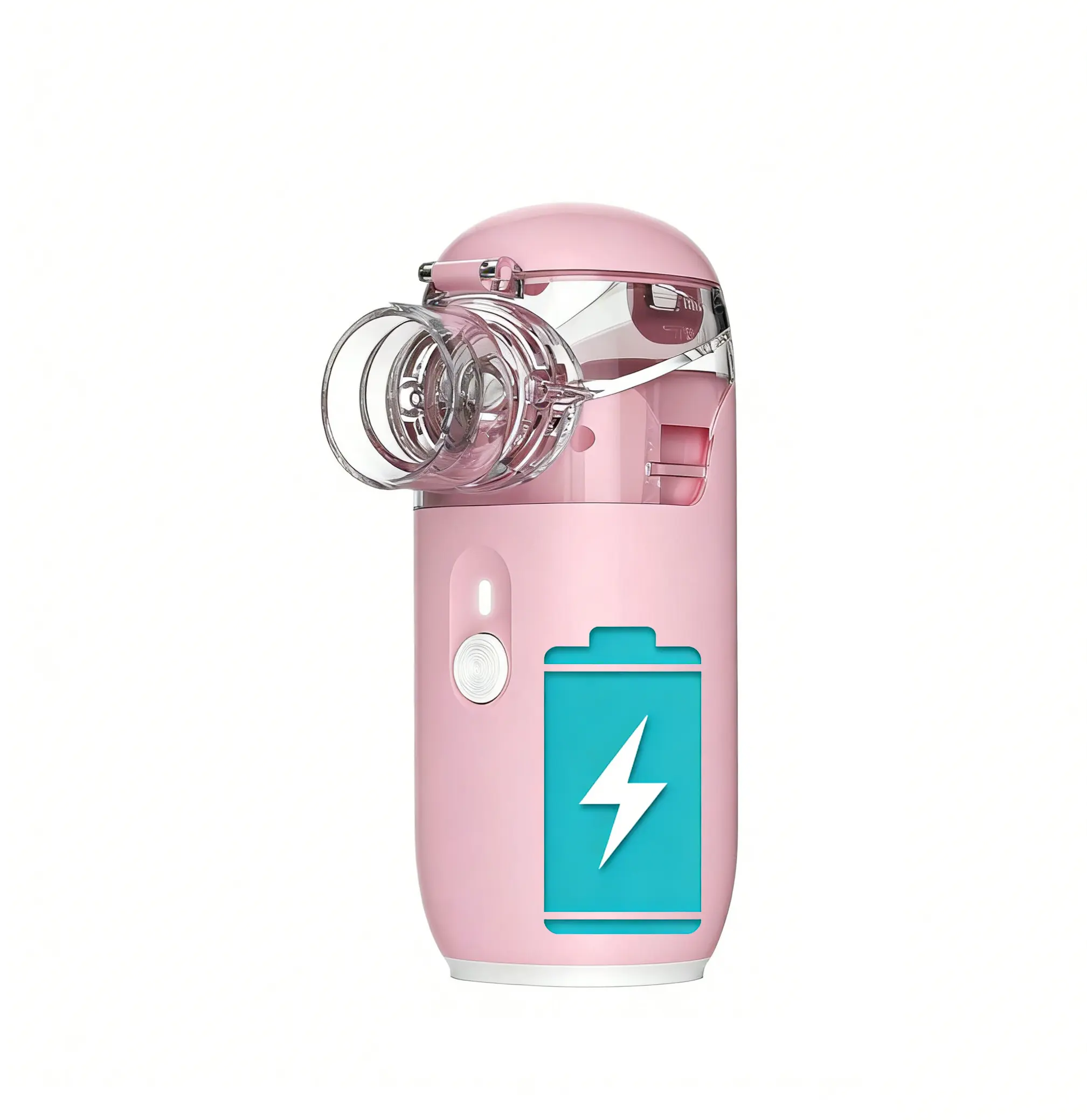 1PCS USB PINK Rechargeable Ultrasonic Handheld Mist Sprayer with Built-in 400mAh Battery, Includes Mask & Mouthpiece, Compact & Self-Cleaning, Ideal for Home & Travel Use（No need to install batteries.）