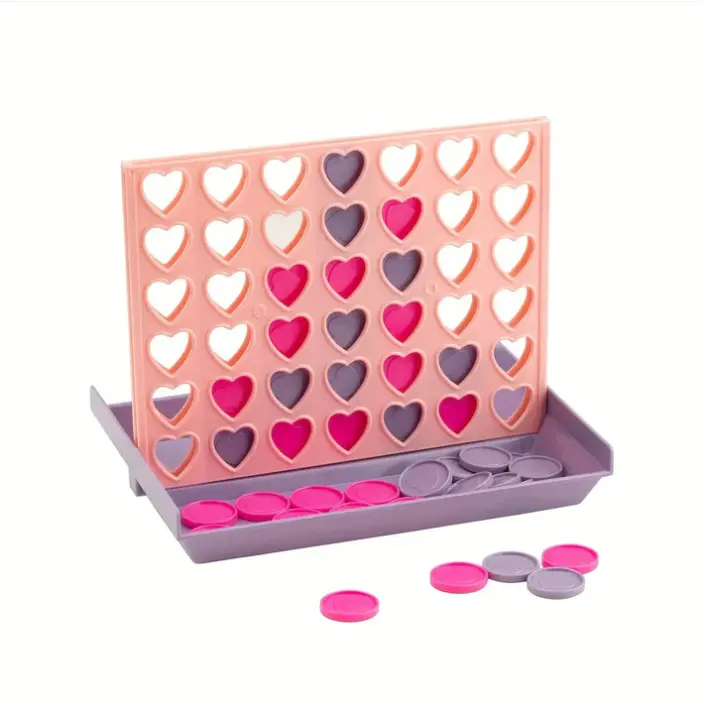 Heart Shaped Connect 4 Strategy Board Game - 2-Player Family Fun Game, Compact Design with Stable Upright Base, Logic & Decision-Making Skills Boost for 3-4 Years Old, Valentine Play Pick