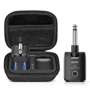 LEKATO WS-300 Wireless Guitar System with Charging Case, Plug and Play, 2.4 GHz Rechargeable Audio Wireless Guitar Transmitter Receiver, High Fidelity Sound for Guitar, Bass, and Keyboard