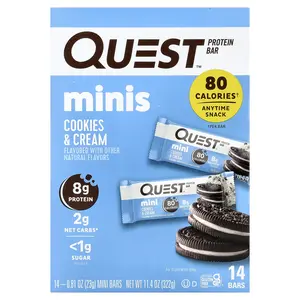 Quest Nutrition Minis, Protein Bar, Cookies & Cream, 14 Bars, 0.81 oz (23 g) Each