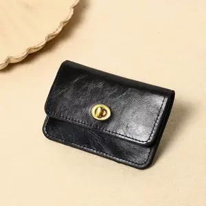 Protection Hot Selling Short Women's Wallet Solid Color Simple Retro Lock Multi-Layer Card Holder Coin Purse Compact Size Elegant Design